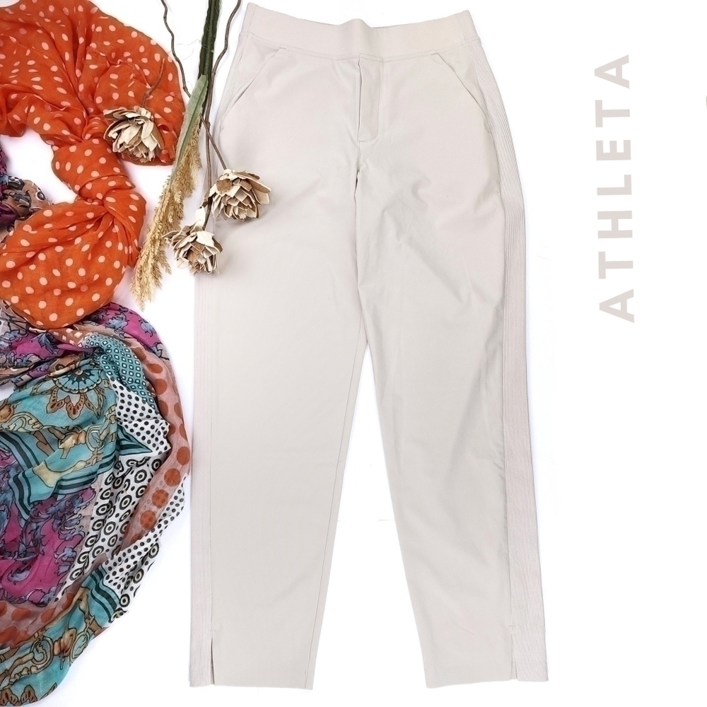 New Athleta Cream Casual Excercise Pants Sz 2 - Picture 1 of 13